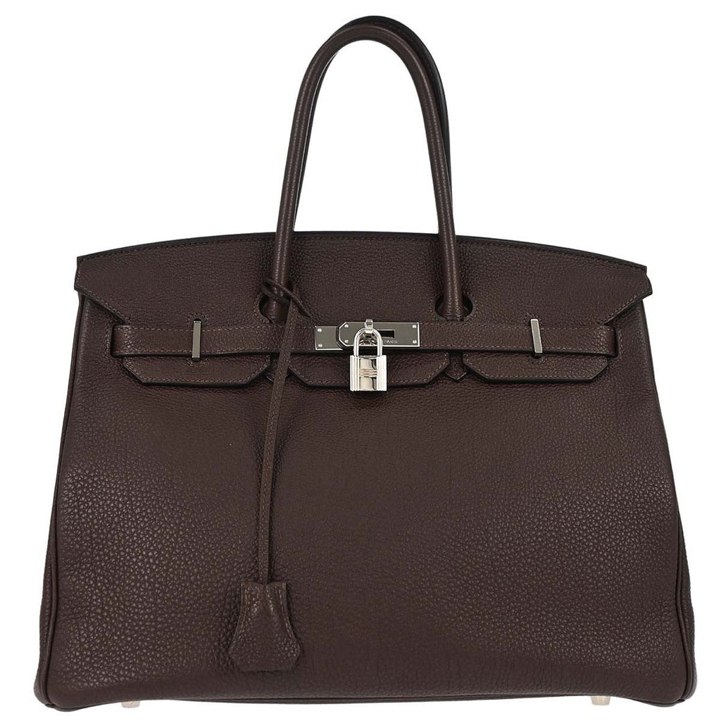 Hermes Birkin Handbag Veau Crispe Togo Chocolate Brown Leather Handbag ( )