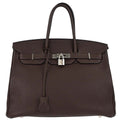 Hermes Birkin Handbag Veau Crispe Togo Chocolate Brown Leather Handbag ( )