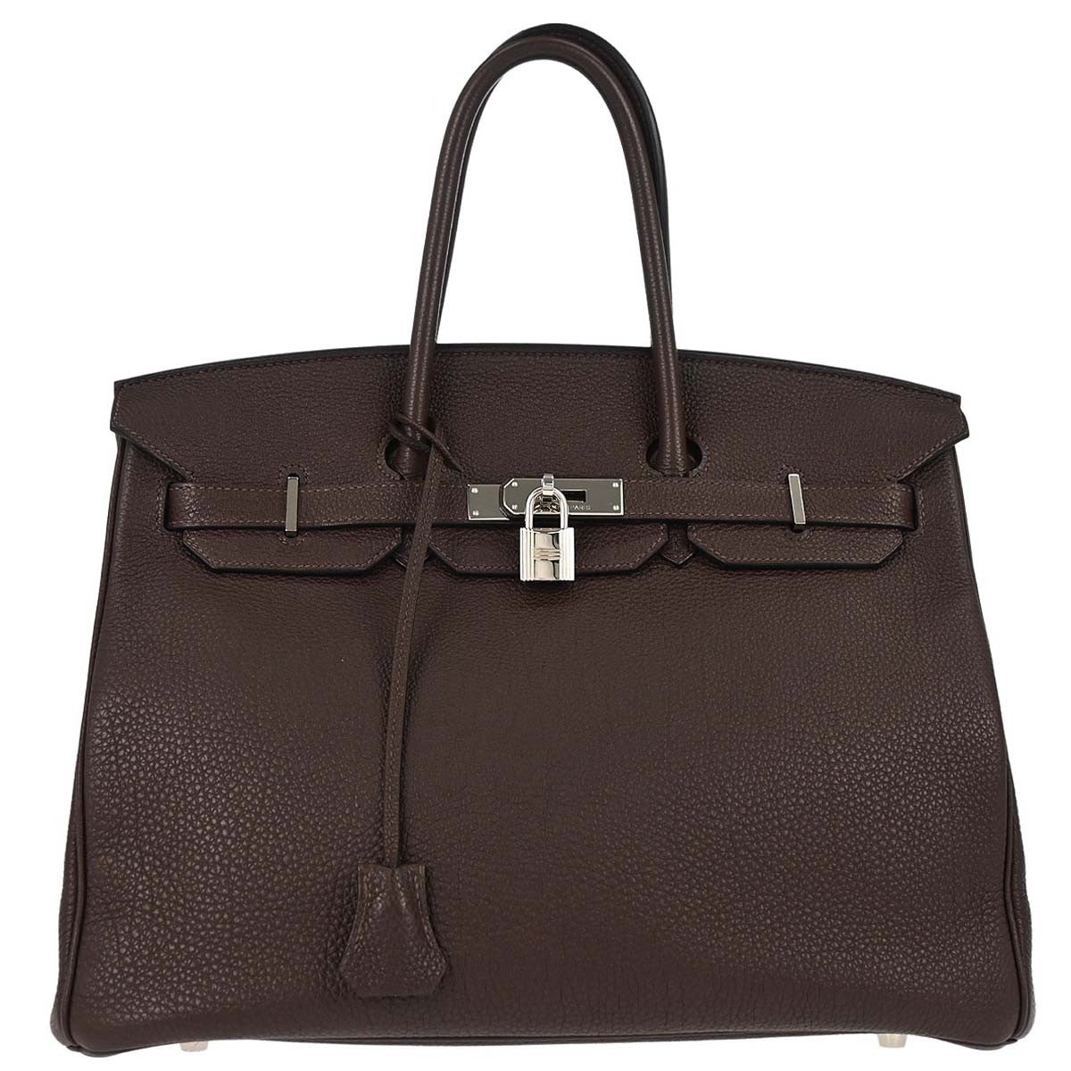 Hermes Birkin Handbag Veau Crispe Togo Chocolate Brown Leather Handbag ( )