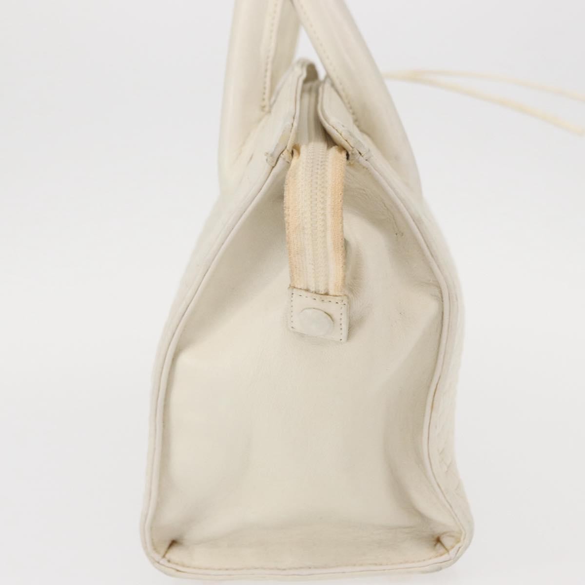 Bally Vintage Handbag Quilted Leather White Leather Handbag (Authentic  )