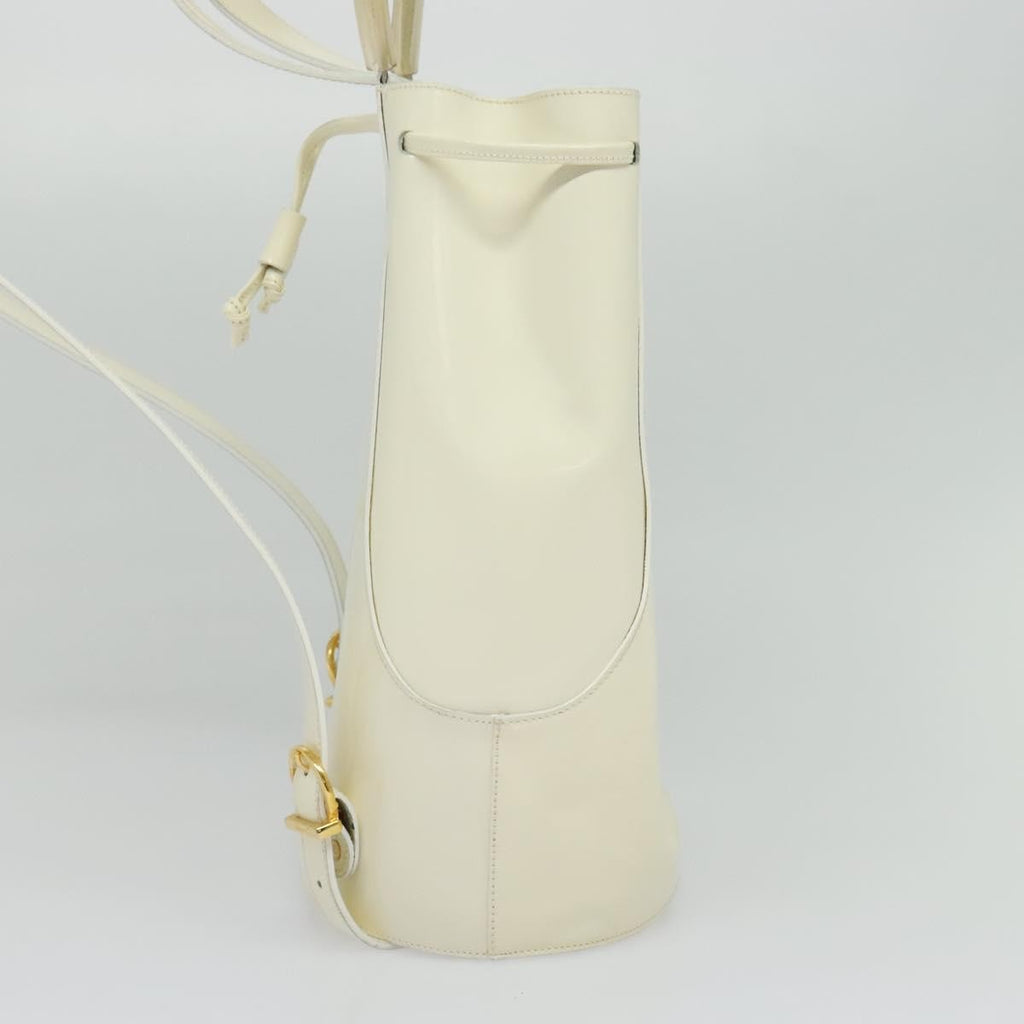 Salvatore Ferragamo Vintage Gancini Backpack Patent Leather White Patent_Leather Backpack Bag (Authentic  )