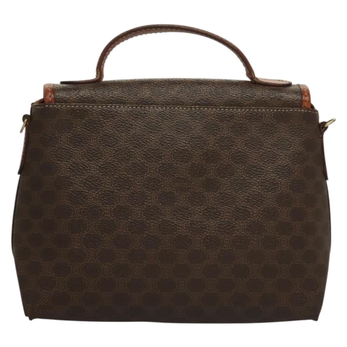 Celine Triomphe Vintage Handbag Macadam Canvas Brown Canvas Bag (Authentic  )