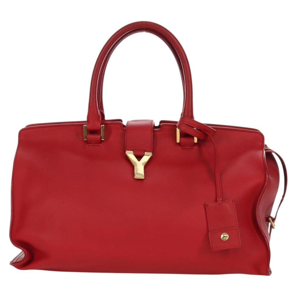 Saint Laurent Classic Y Cabas Leather Red Leather Handbag (Authentic  )