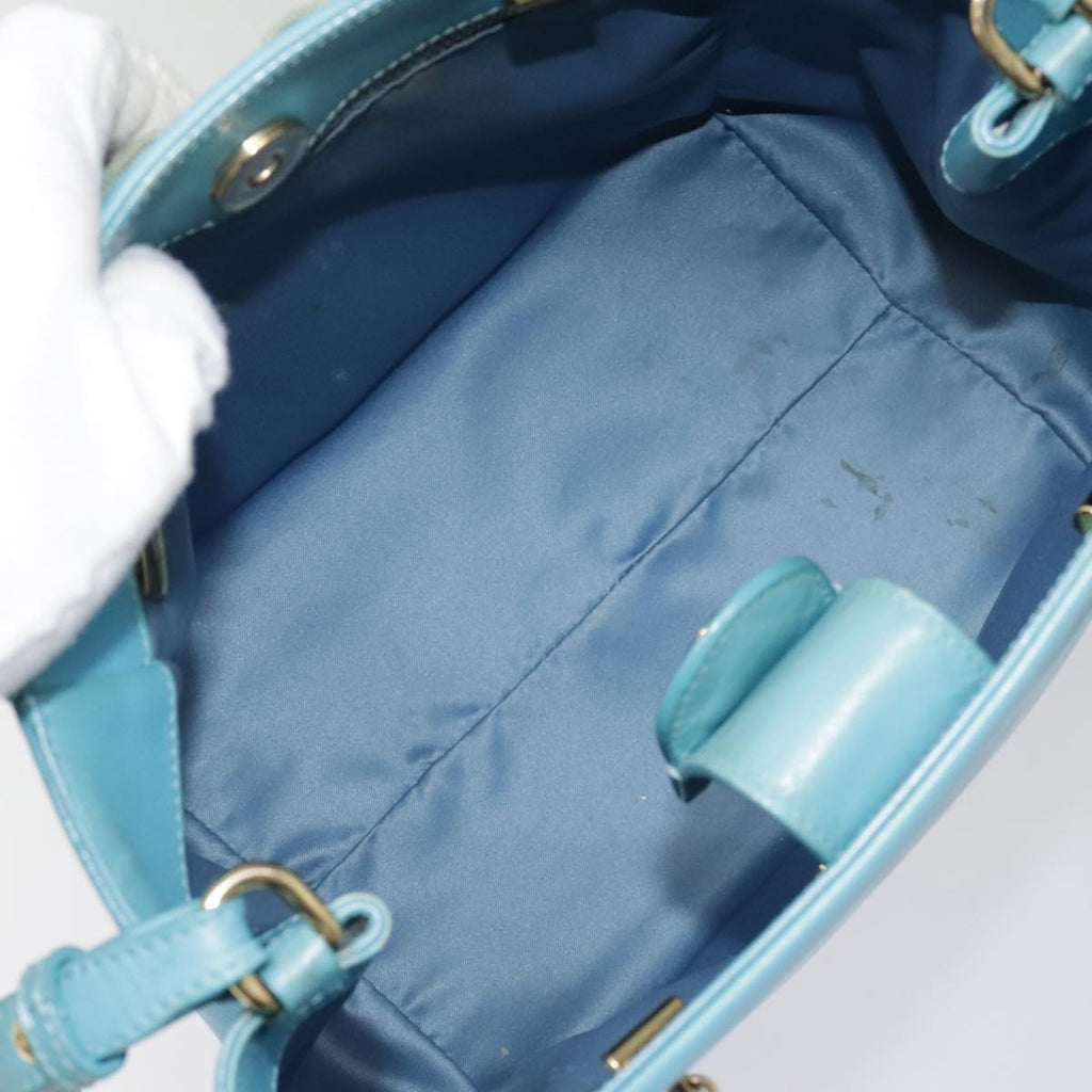 Salvatore Ferragamo Vara Handbag Leather Blue Leather Handbag (Authentic  )