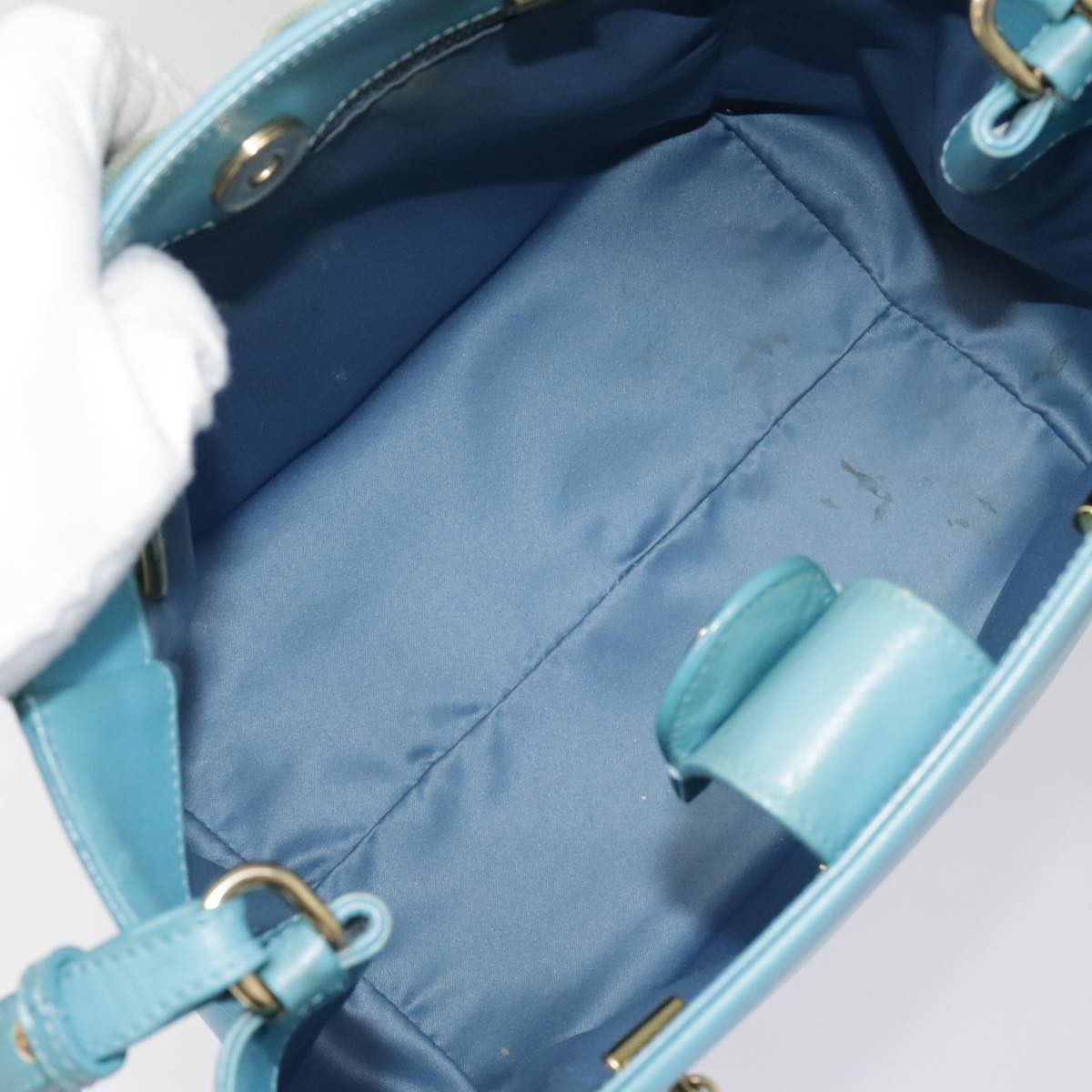 Salvatore Ferragamo Vara Handbag Leather Blue Leather Handbag (Authentic  )