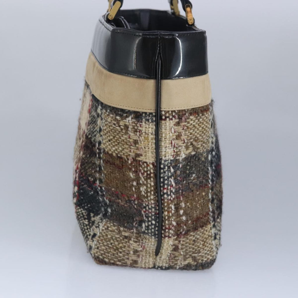 Burberry Nova Check Handbag Wool Beige Wool Handbag (Authentic  )
