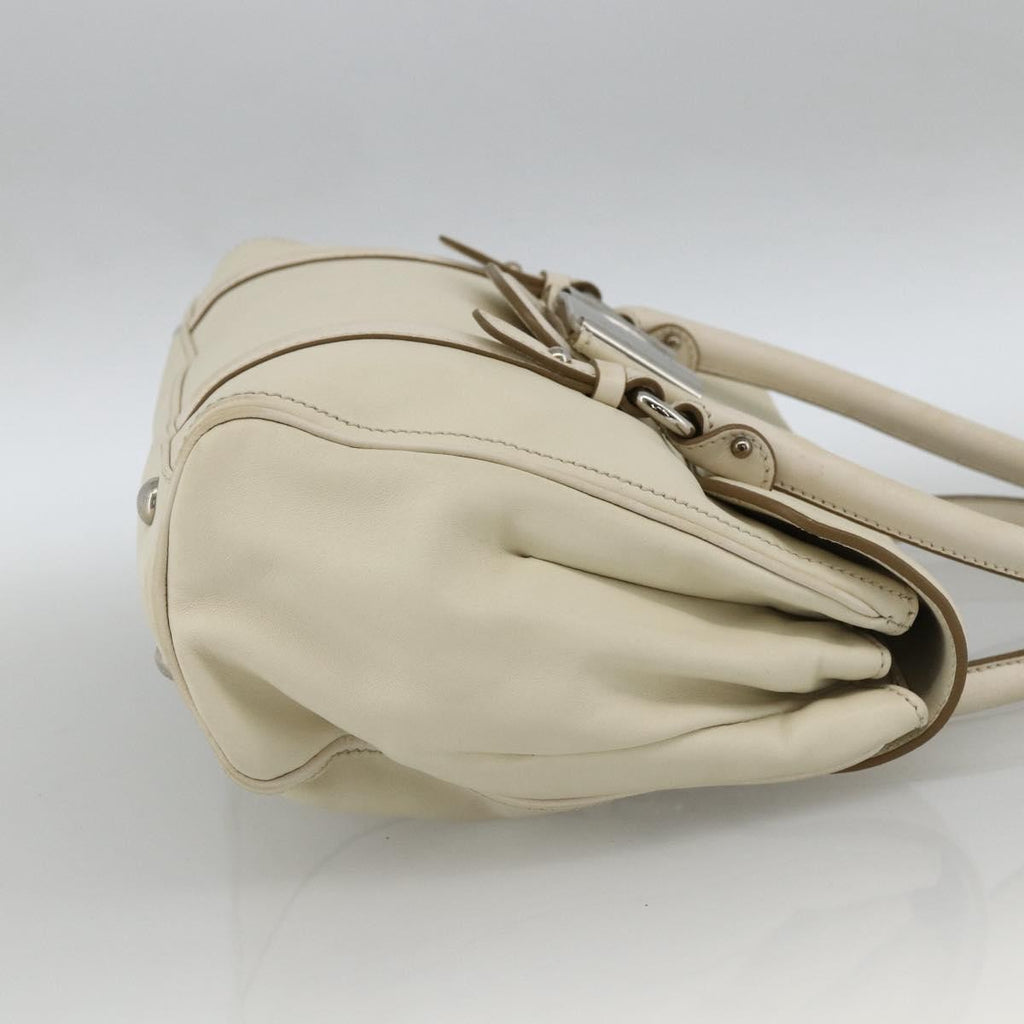 Salvatore Ferragamo Vintage Handbag Leather White Leather Handbag (Authentic  )