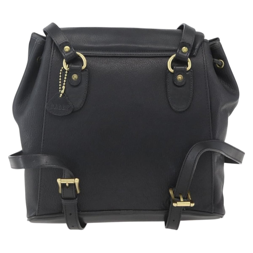 Bally Vintage Backpack Leather Black Leather Backpack Bag (Authentic  )
