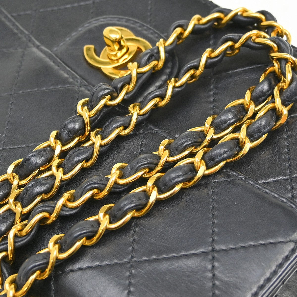 Chanel Flap Shoulder Bag Leather Black Leather Handbag ( )