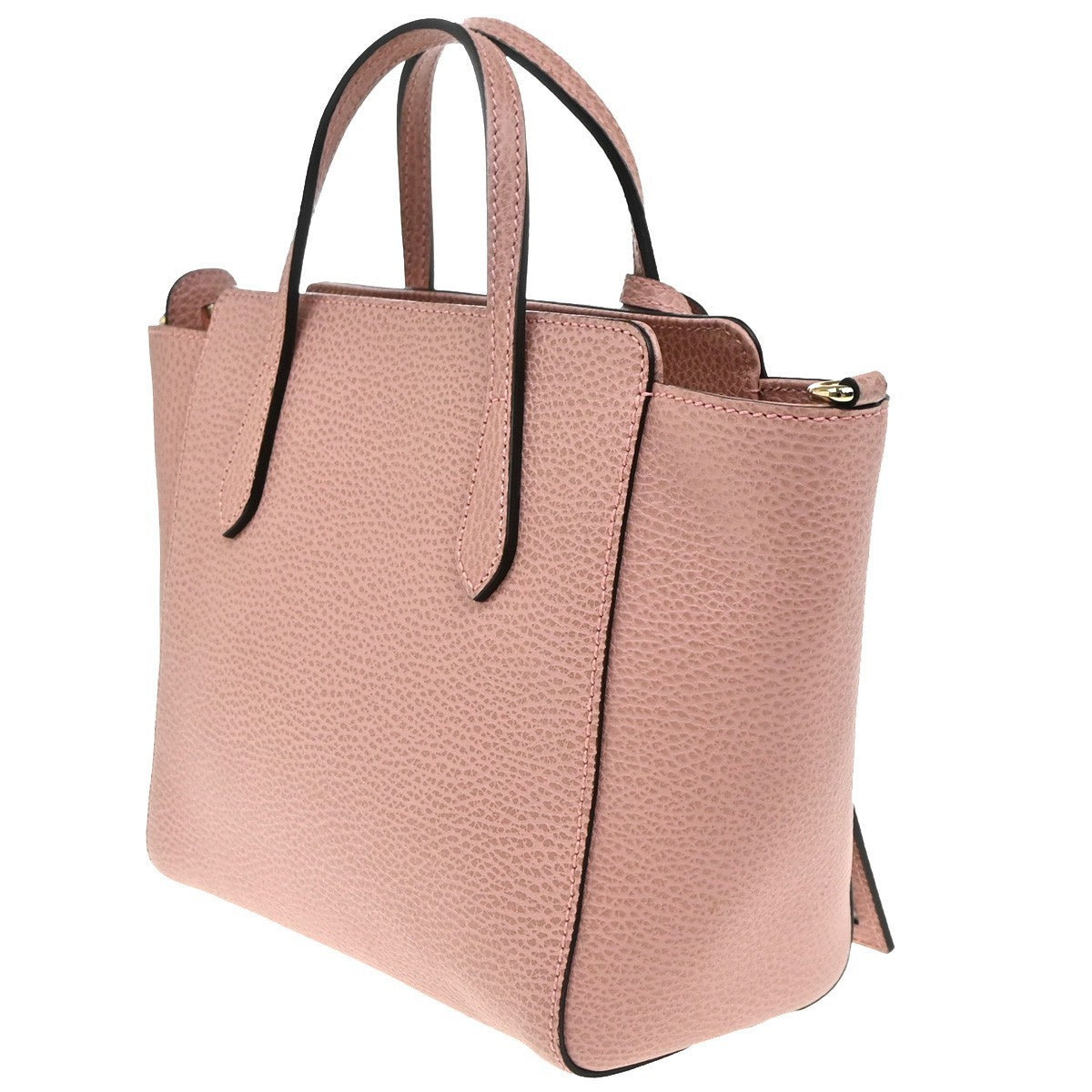 Gucci Swing Crossbody Bag Pebbled Leather Pink Leather Handbag (Authentic  )