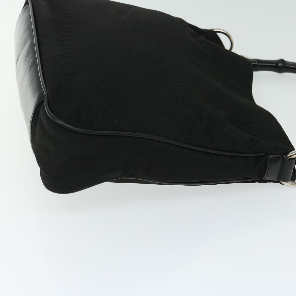 Gucci Vintage Bamboo Handle Bag Nylon Black Nylon Handbag ( )