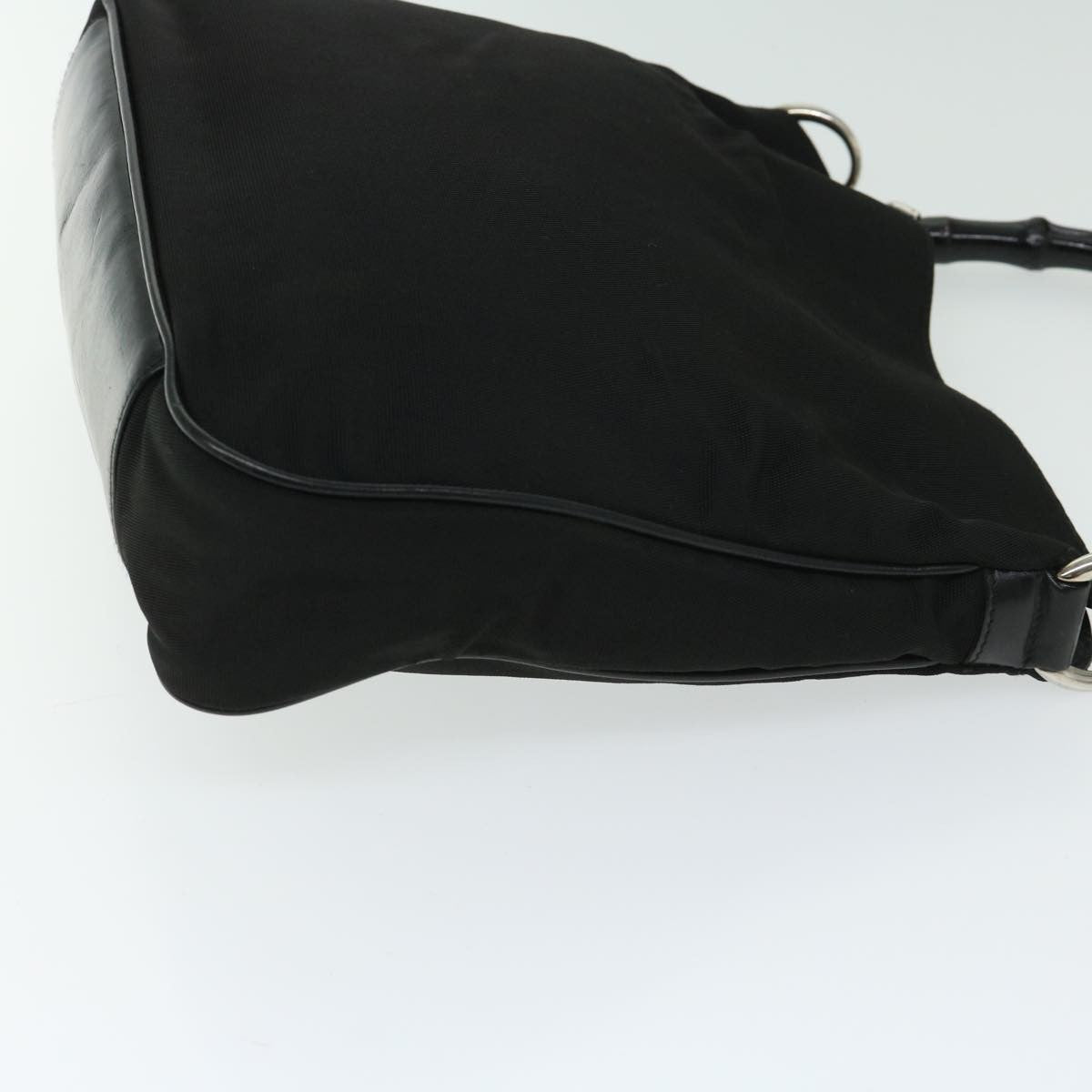 Gucci Vintage Bamboo Handle Bag Nylon Black Nylon Handbag ( )