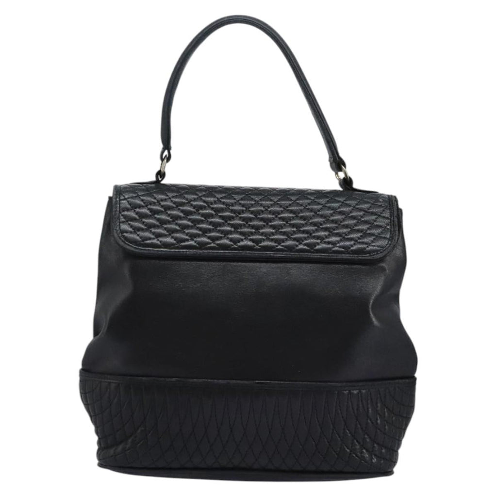 Bally Vintage Handbag Quilted Leather Black Leather Handbag ( )