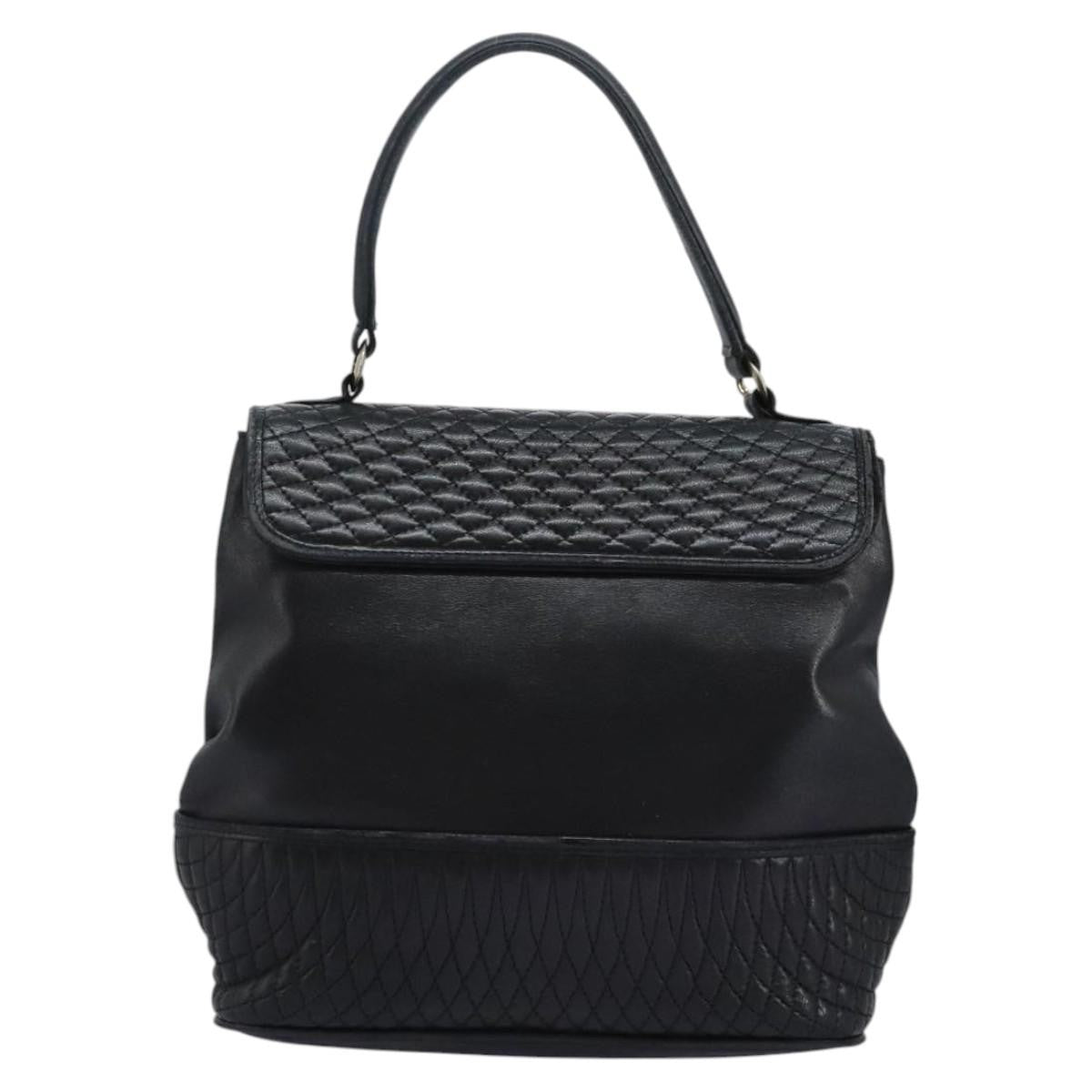 Bally Vintage Handbag Quilted Leather Black Leather Handbag ( )