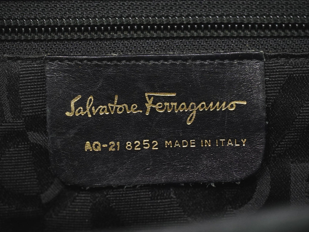 Salvatore Ferragamo Vala Handbag Leather Black Leather Handbag (Authentic  )