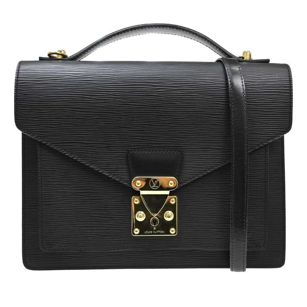 Louis Vuitton Monceau Handbag Epi Leather Black Leather Handbag ( )