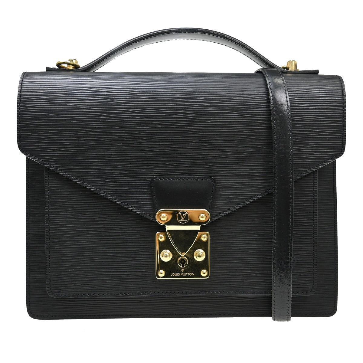 Louis Vuitton Monceau Handbag Epi Leather Black Leather Handbag ( )