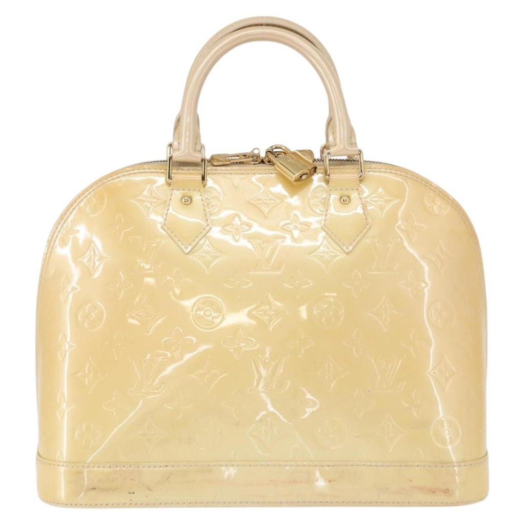 Louis Vuitton Alma Handbag Monogram Vernis Beige Patent_Leather Handbag (Authentic  )