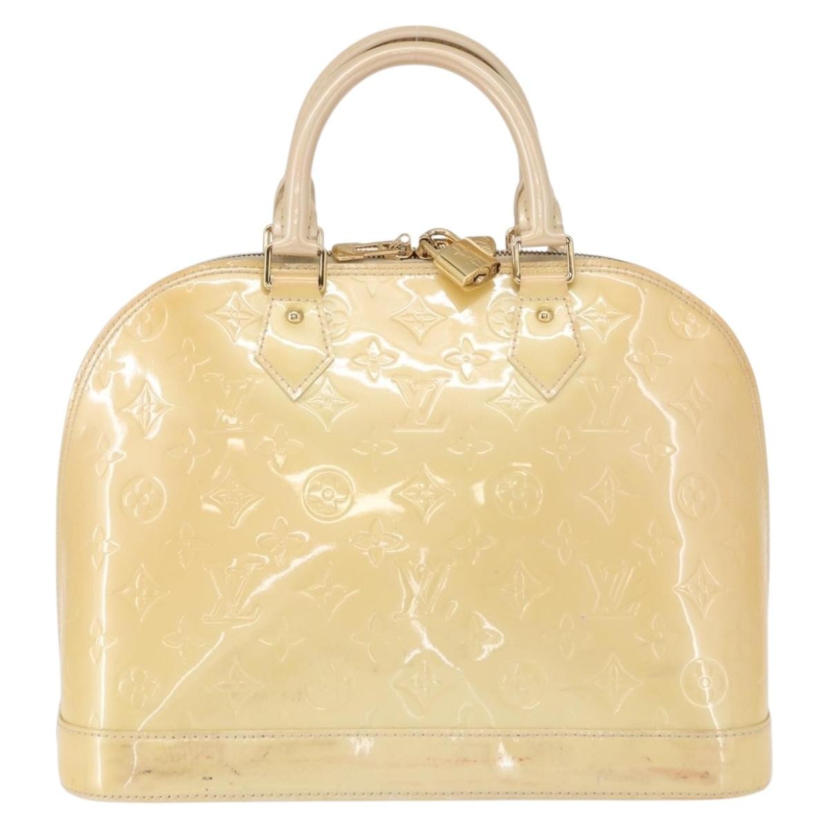 Louis Vuitton Alma Handbag Monogram Vernis Beige Patent_Leather Handbag (Authentic  )