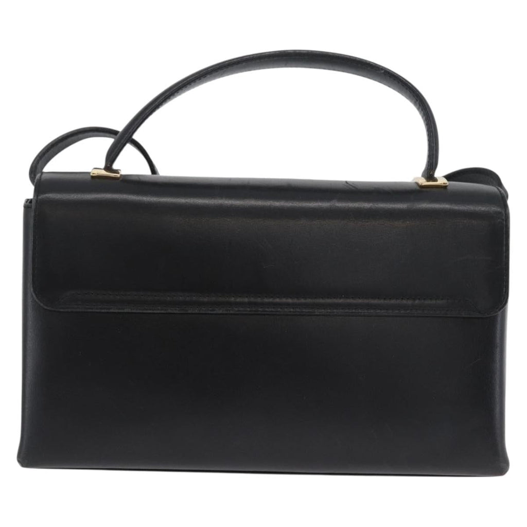 Salvatore Ferragamo Vintage Handbag Leather Black Leather Handbag (Authentic  )