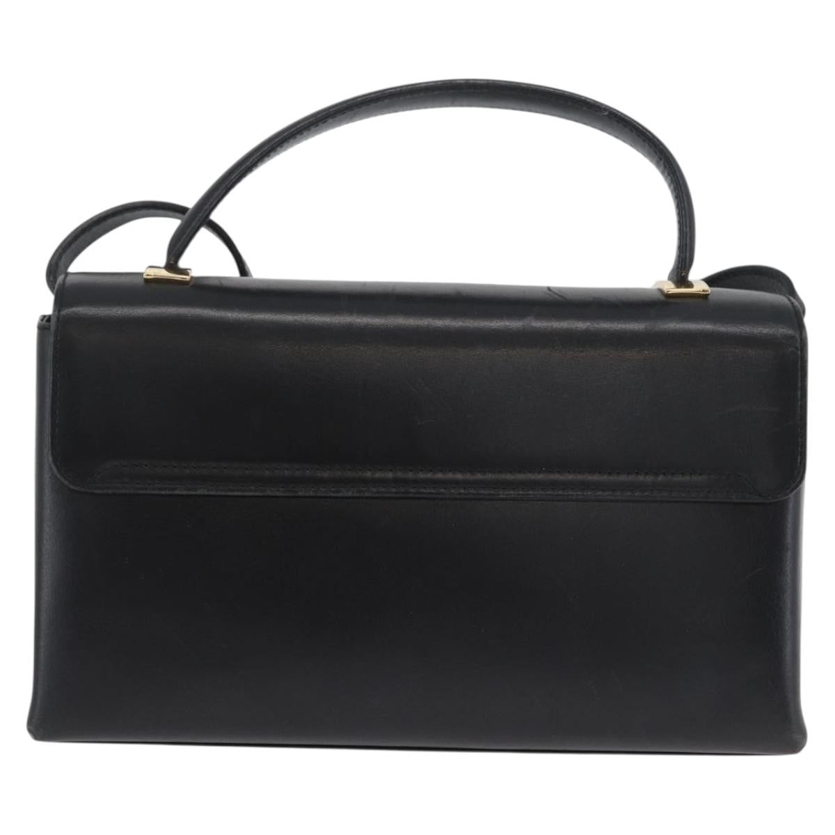 Salvatore Ferragamo Vintage Handbag Leather Black Leather Handbag (Authentic  )