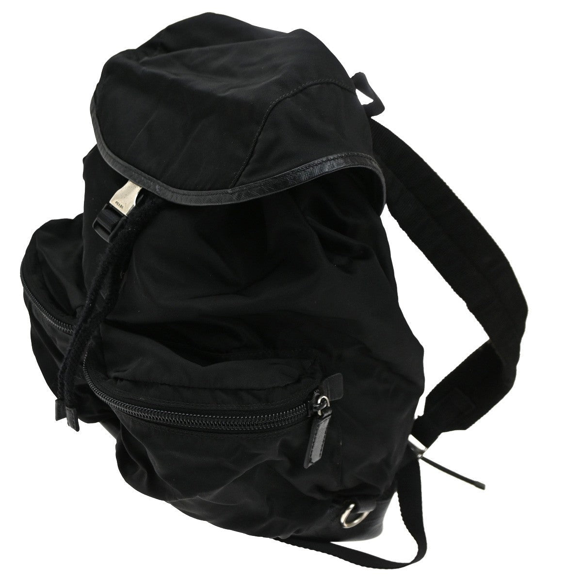 Prada Double Front Pocket Backpack Tessuto Black Nylon Backpack Bag (Authentic  )