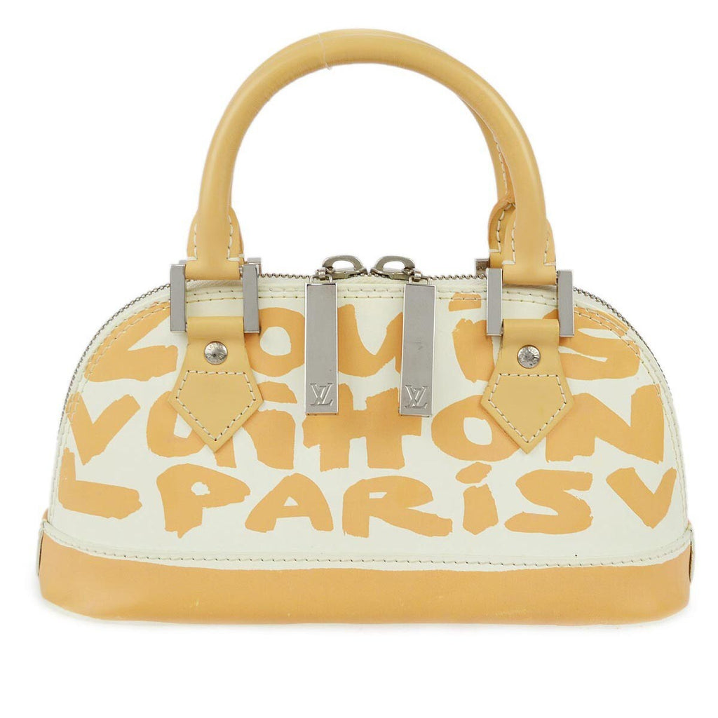 Louis Vuitton Alma Handbag Limited Edition Graffiti Leather Beige Leather Handbag (Authentic  )