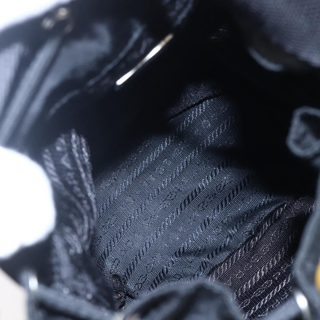 Prada Duet Drawstring Bucket Bag Tessuto Black Nylon Bag (Authentic  )
