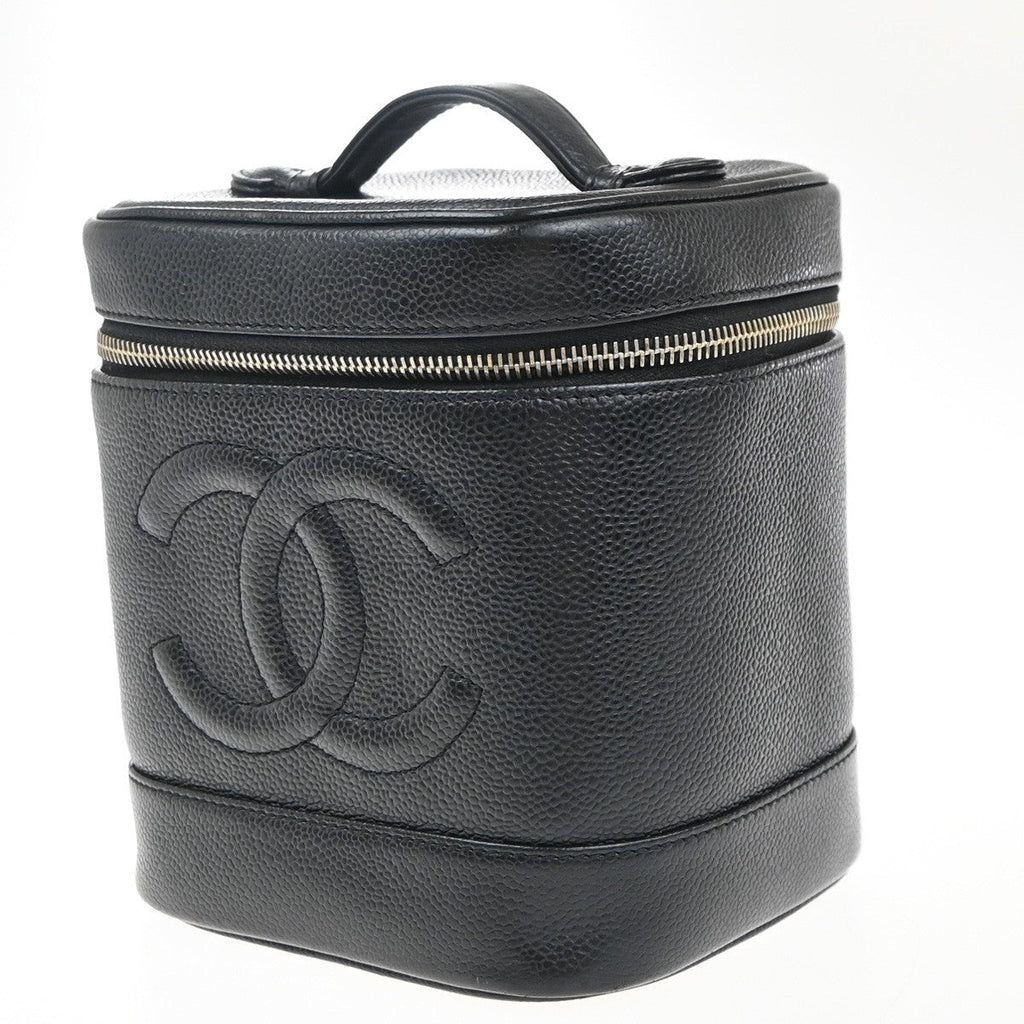 Chanel Vintage Timeless Cosmetic Case Caviar Black Leather Handbag (Authentic  )