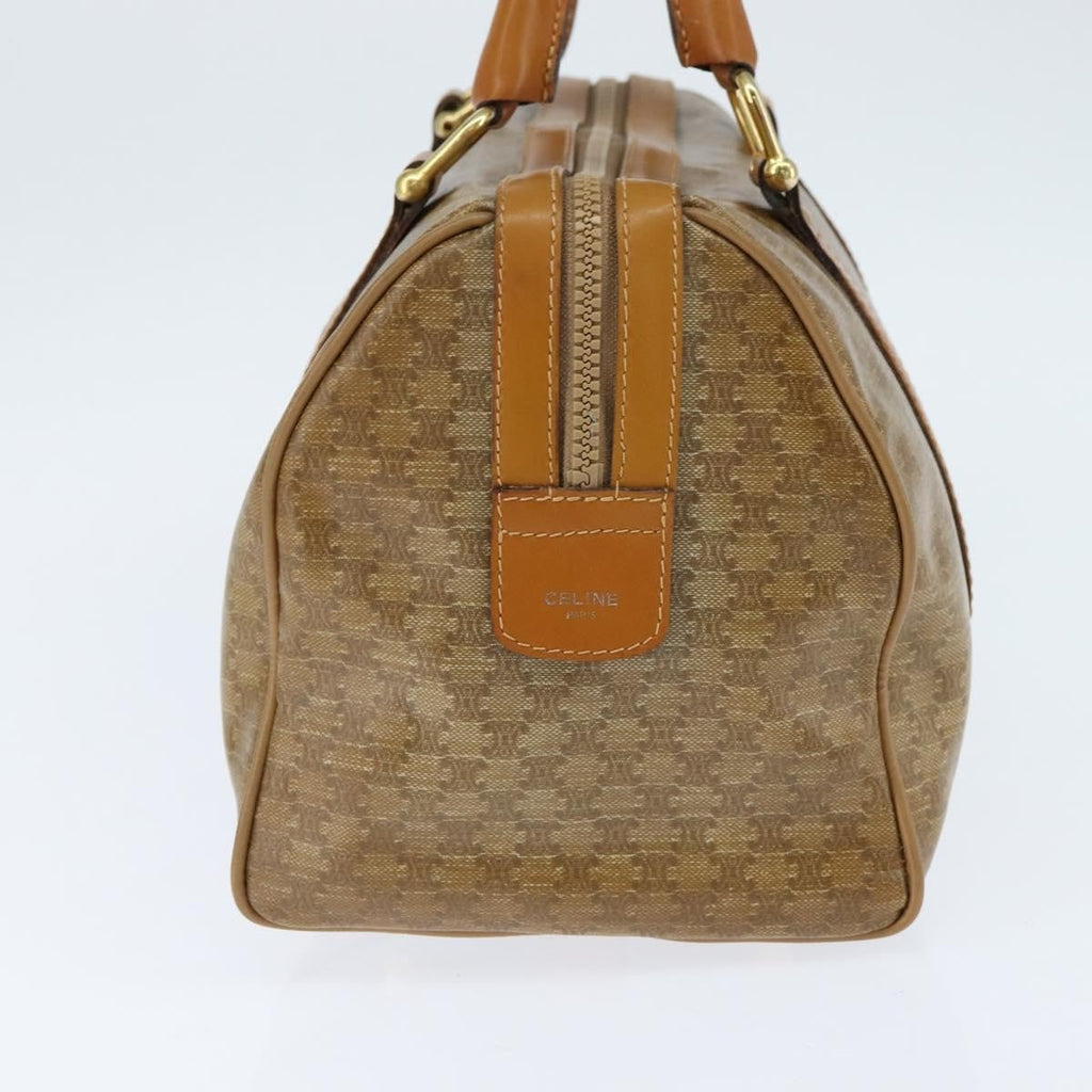 Celine Vintage Duffle Bag Macadam Coated Canvas Beige Canvas Handbag (Authentic  )