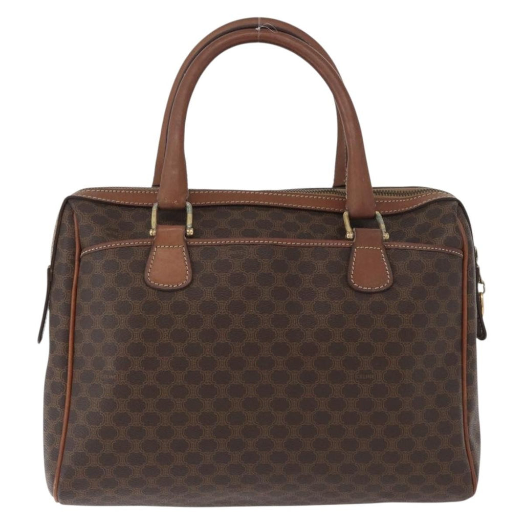 Celine Vintage Macadam Handbag Canvas And Leather Brown Canvas Handbag (Authentic  )