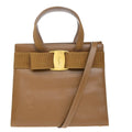 Salvatore Ferragamo Convertible Vara Bow Tote Leather Brown Leather Handbag (Authentic  )