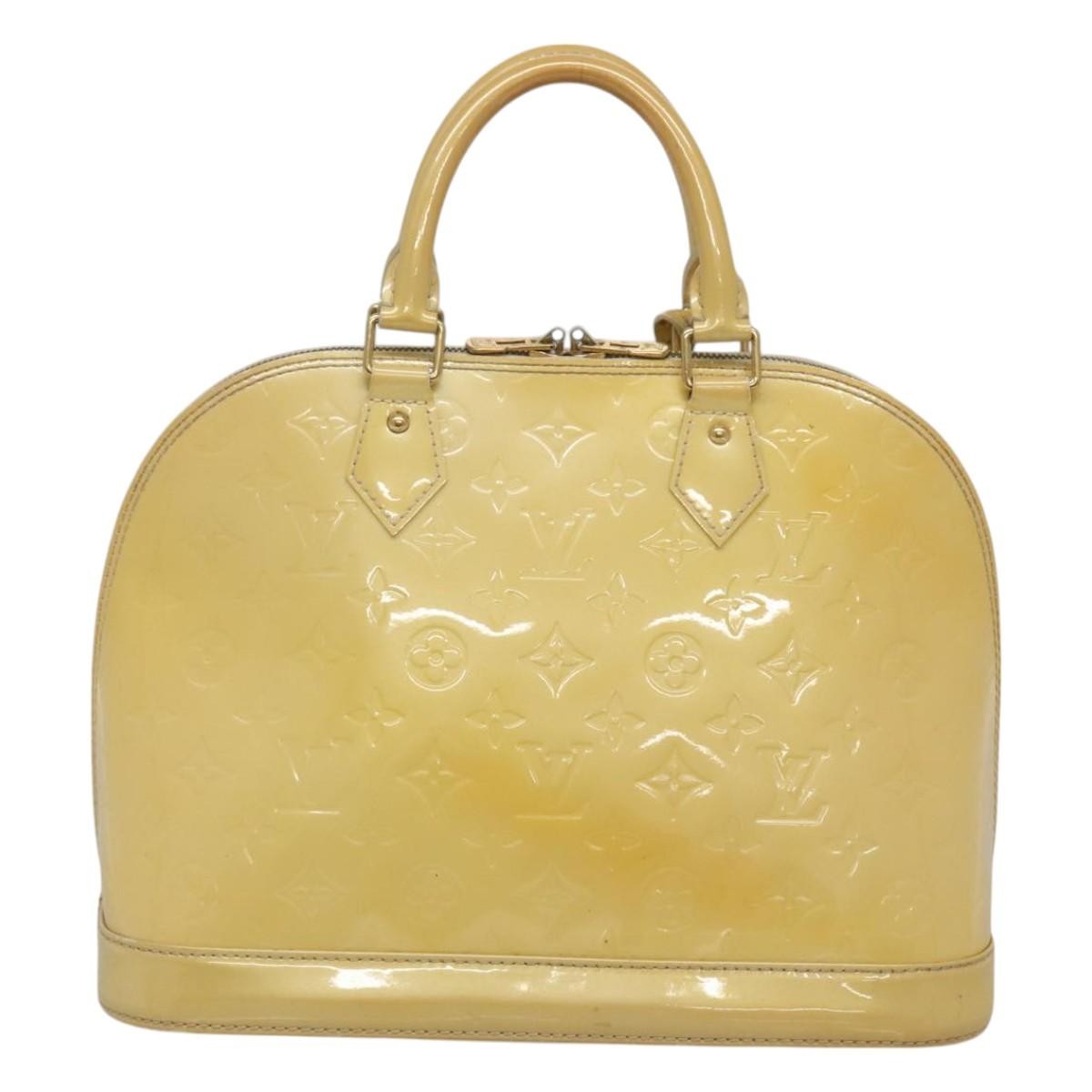 Louis Vuitton Alma Handbag Patent Leather Yellow Patent_Leather Handbag (Authentic  )