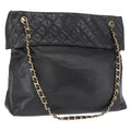 Chanel Chain Tote Leather Black Leather Handbag (Authentic  )