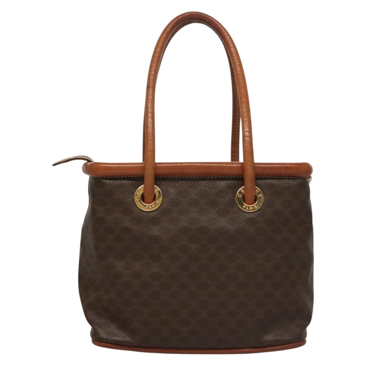 Celine Macadam Handbag Macadam With Leather Brown Canvas Handbag (Authentic  )