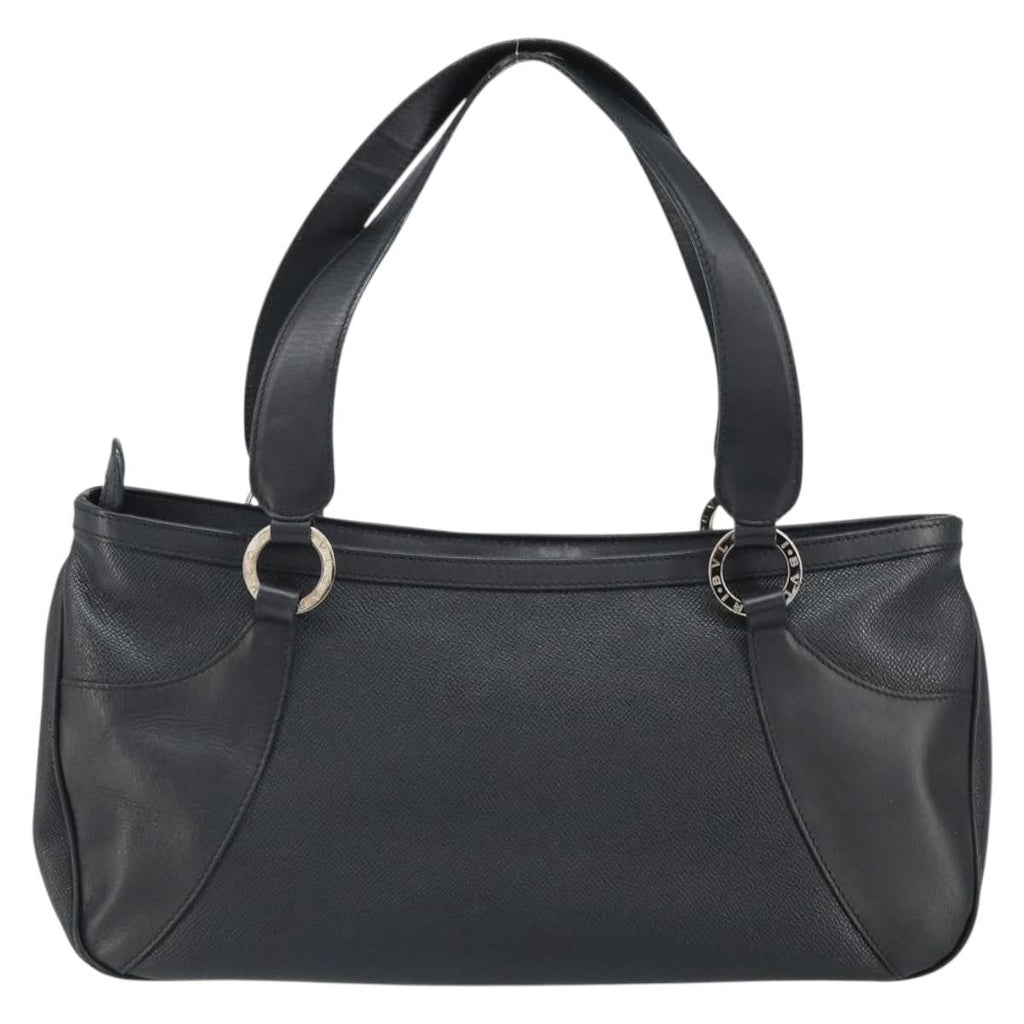 Bvlgari Handbag Leather Black Leather Handbag (Authentic  )