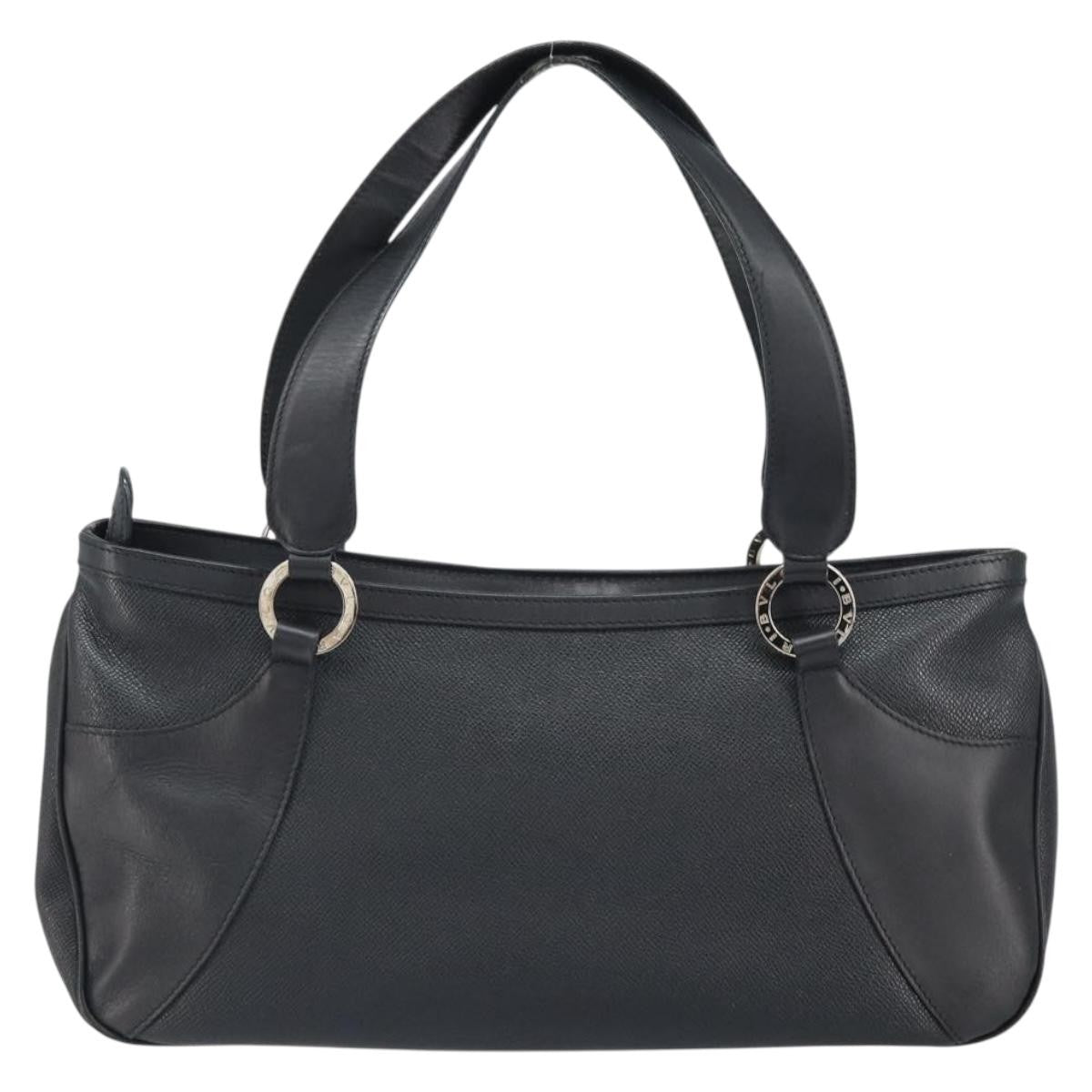 Bvlgari Handbag Leather Black Leather Handbag (Authentic  )
