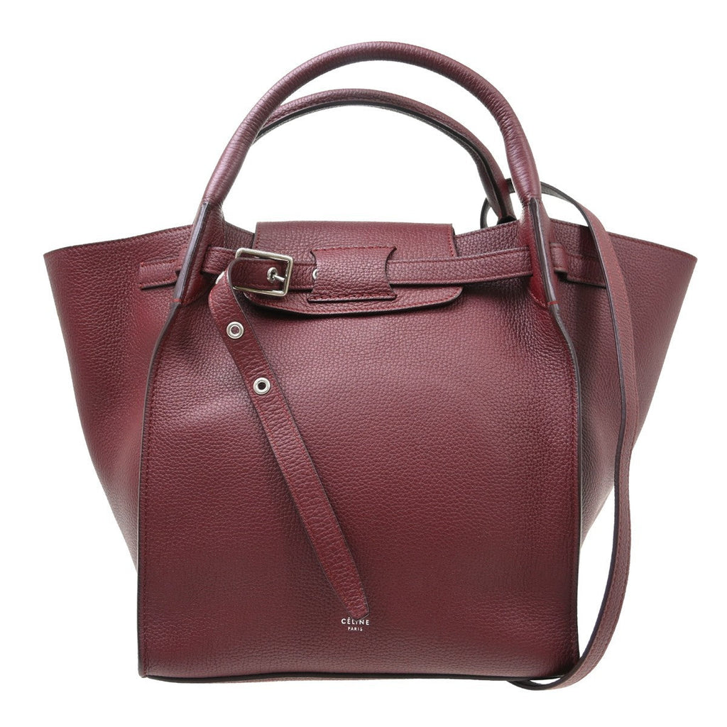 Celine Big Bag Grained Calfskin Burgundy Leather Handbag ( )