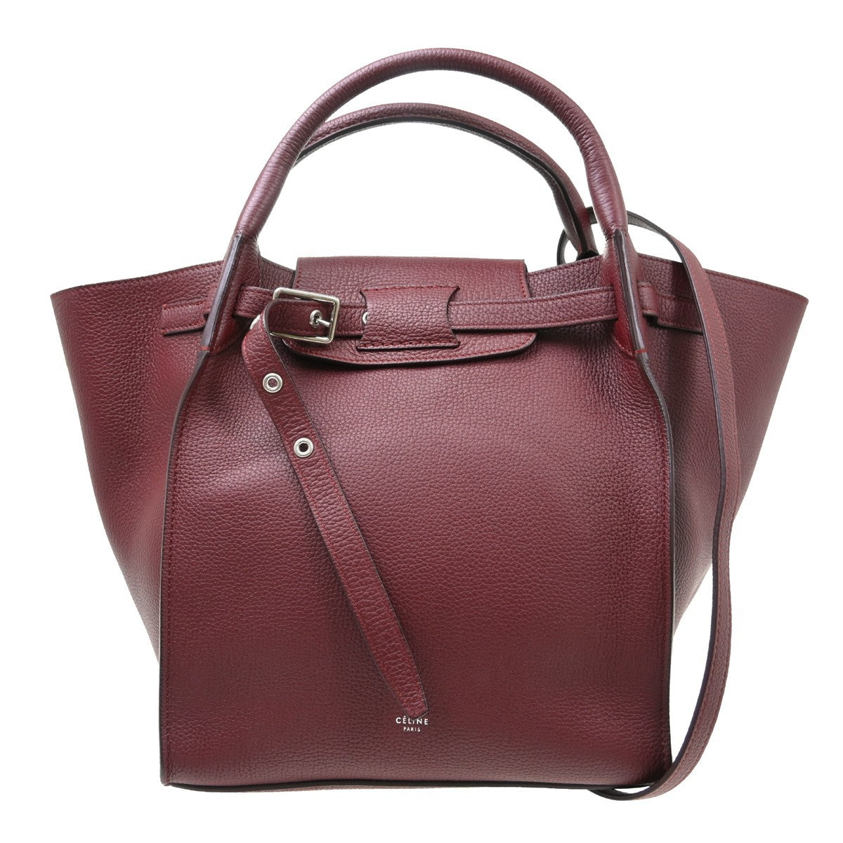 Celine Big Bag Grained Calfskin Burgundy Leather Handbag ( )