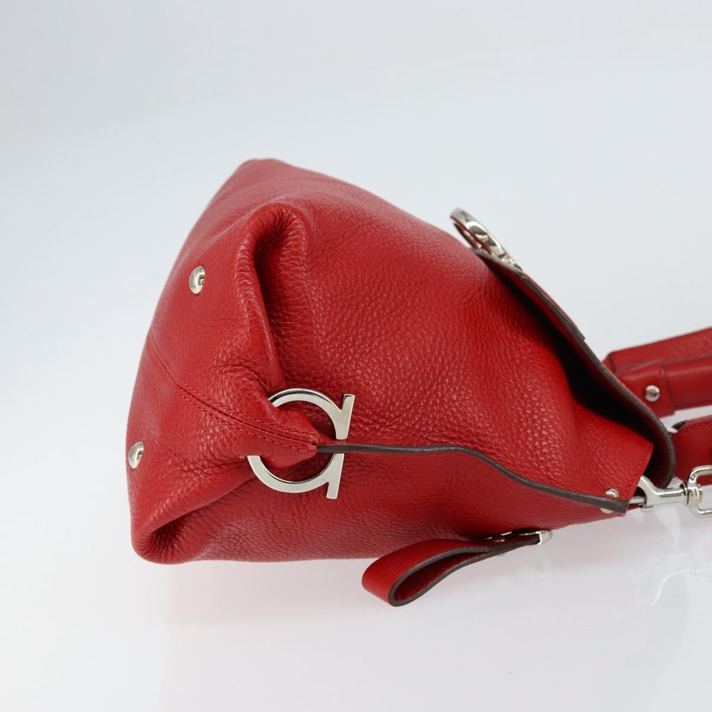 Salvatore Ferragamo Sofia Satchel Grainy Leather Red Leather Handbag (Authentic  )