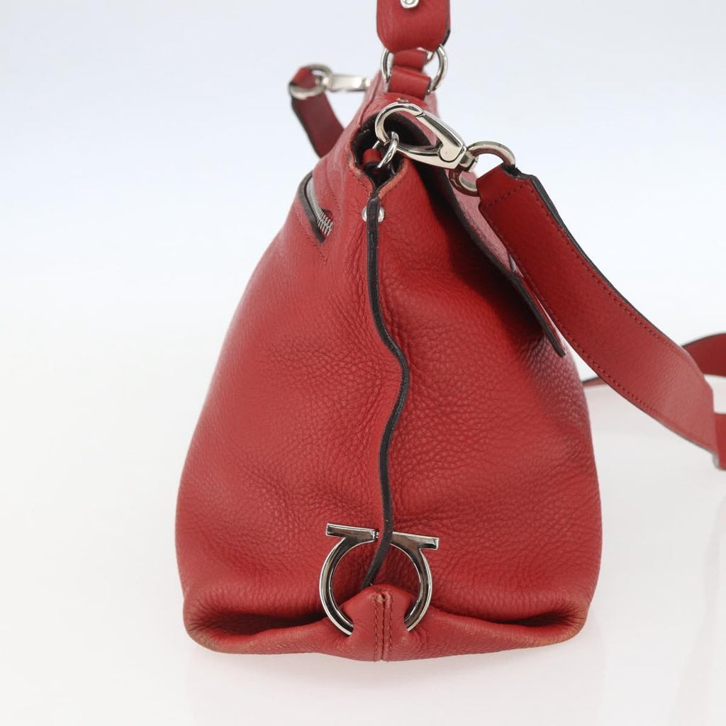 Salvatore Ferragamo Sofia Satchel Grainy Leather Red Leather Handbag (Authentic  )