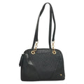 Bally Vintage Shoulder Bag Quilted Leather Black Leather Handbag ( )