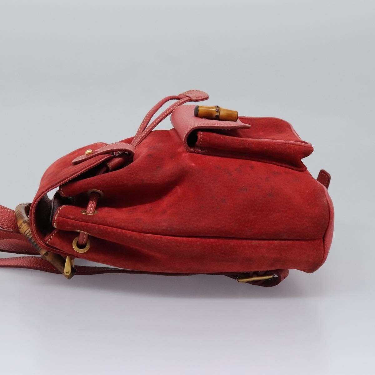 Gucci Gucci Bamboo Backpack Daim Red Suede Backpack Bag (Authentic  )