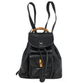 Gucci Vintage Bamboo Backpack Leather Black Leather Backpack Bag (Authentic  )