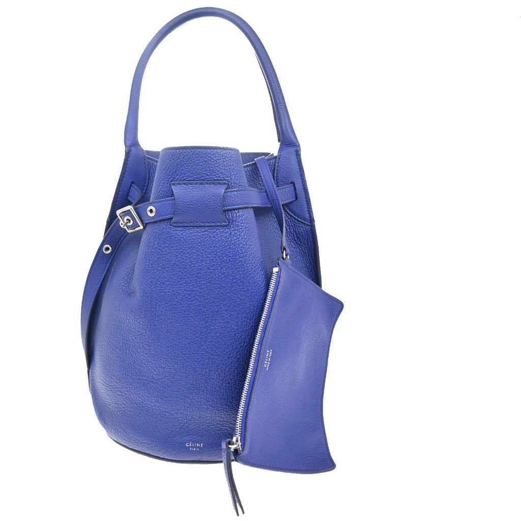 Celine Big Bag Bucket Leather Blue Leather Handbag (Authentic  )