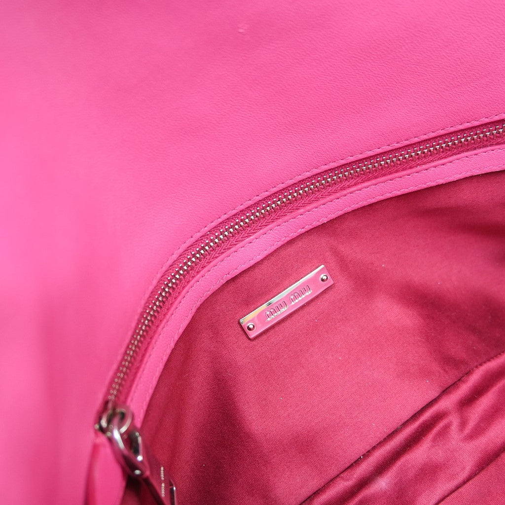 Miu Miu Crystal Clutch Matelasse Leather Pink Leather Handbag ( )