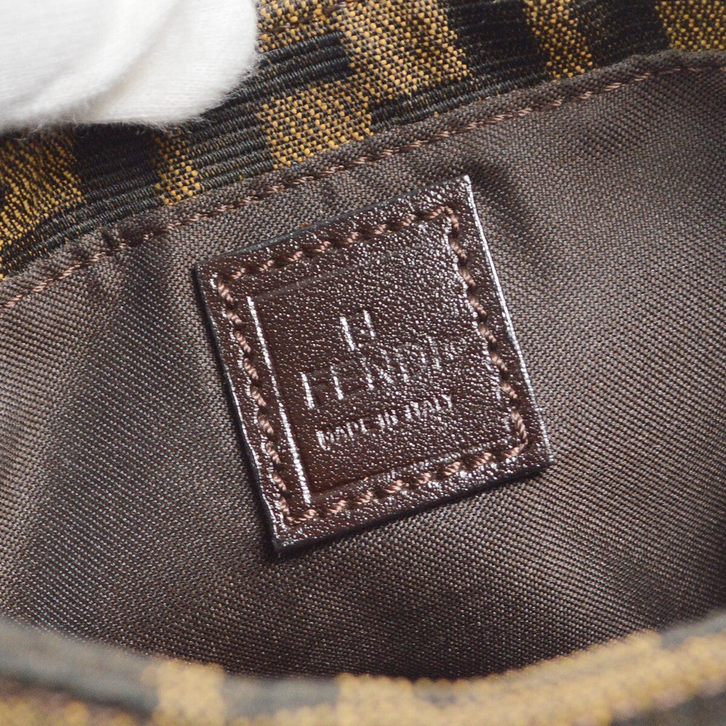 Fendi Vintage Croissant Bag Zucca Canvas Brown Canvas Handbag (Authentic  )