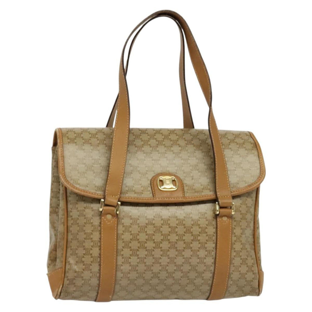 Celine Vintage Macadam Handbag Canvas Beige Canvas Bag (Authentic  )