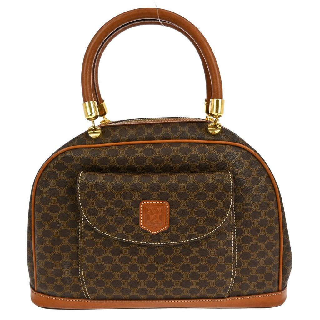 Celine C Macadam Handbag Canvas Brown Pvc Handbag ( )