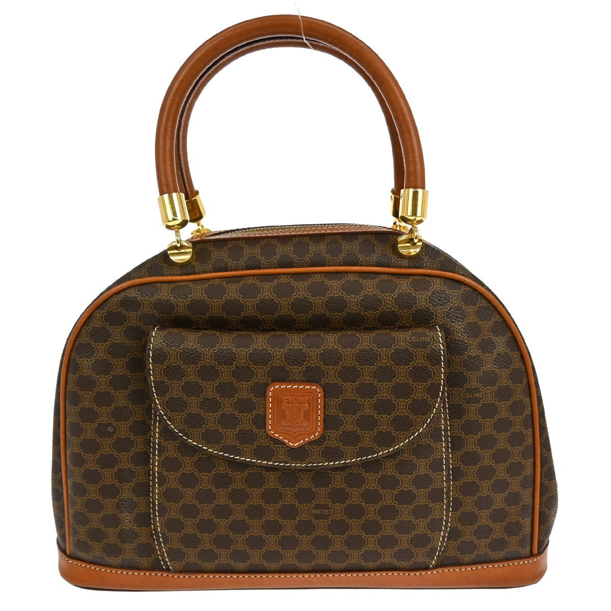 Celine C Macadam Handbag Canvas Brown Pvc Handbag ( )